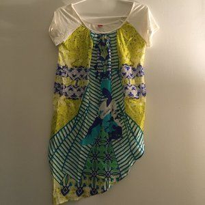 Save the Queen Assymetrical Silk Psychedelic Top